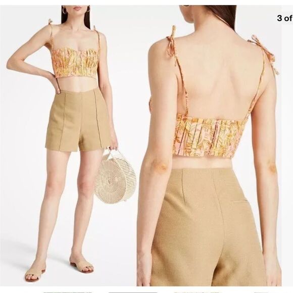 AGUA BY AGUA BENDITA Moringa pleated floral-print cotton bra top NWT XL - Picture 7 of 9